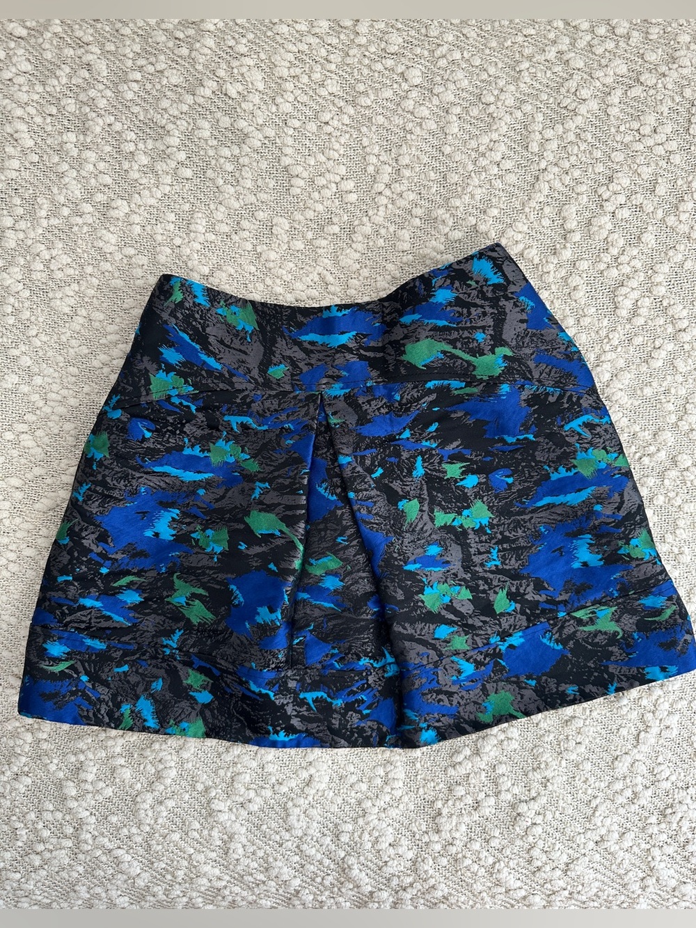 Proenza Schouler Silk Jacquard Mini Skirt Blue Green Abstract Print Size 4